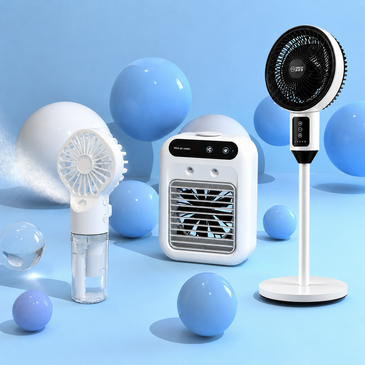 Toute la gamme KØLD — ventilateurs, brumisateurs et mini climatiseurs portables