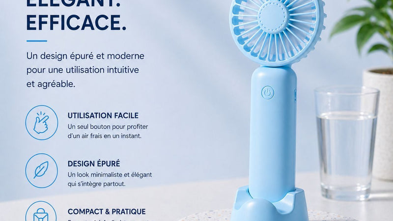 Ventilateur Portable KØLD — Silencieux & Rechargeable